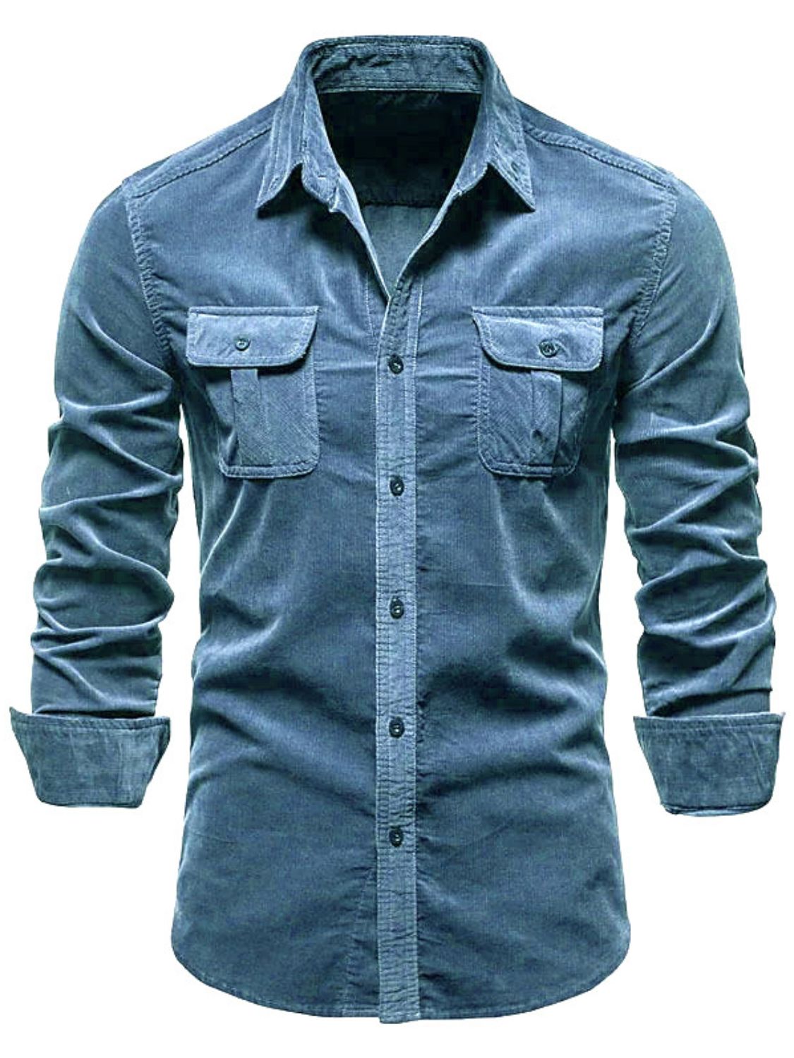 Collared Neck Button Down Shirt with Chest Pockets Plus Size
