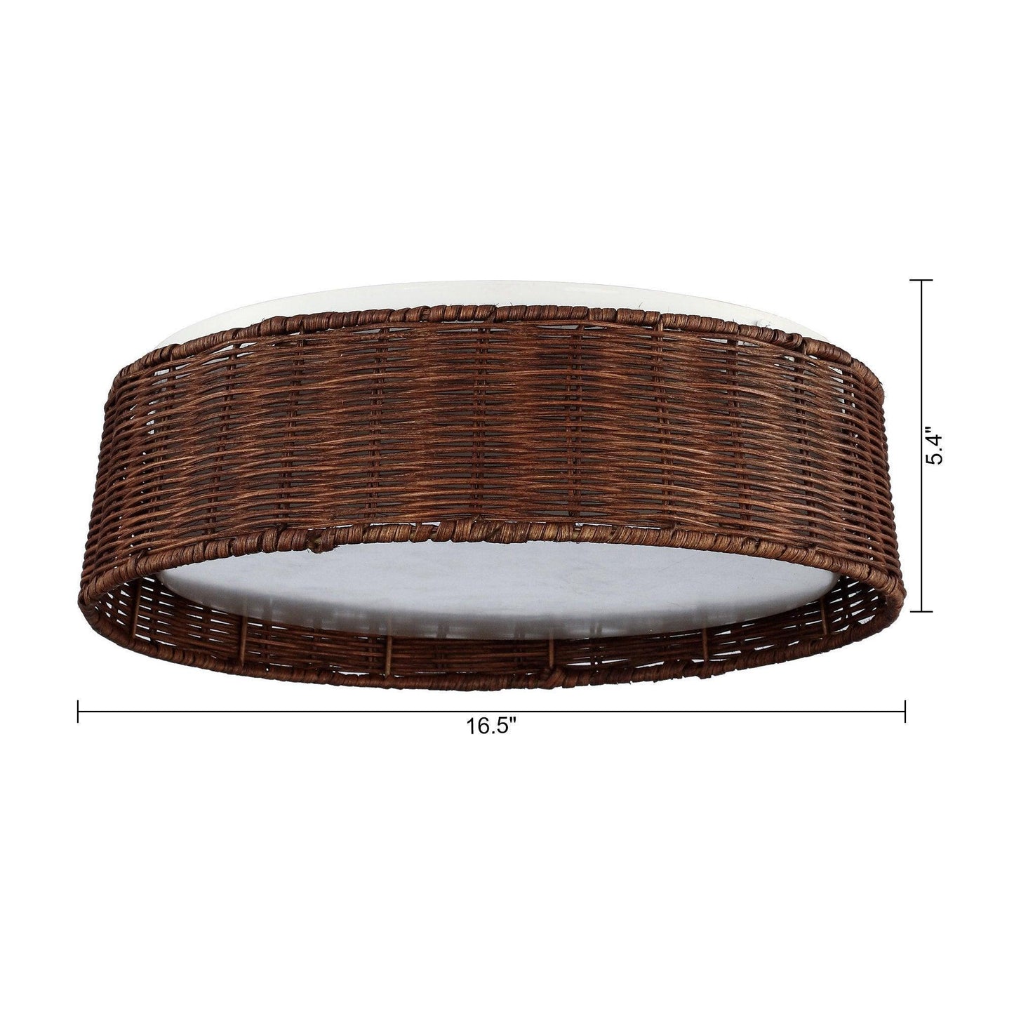 17" Traditional Brown Rattan Flush Mount Lighting with LED
