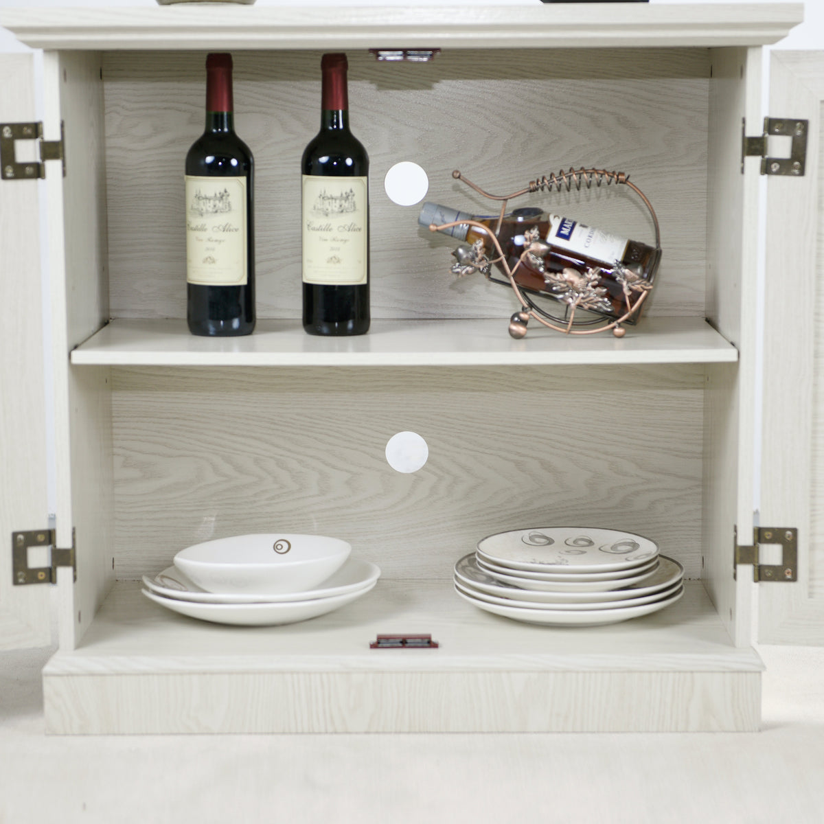 Storage Sideboard Cabinet with Decorative Acrylic Mirrored Doors
