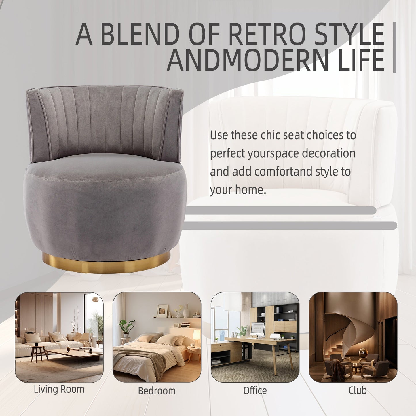 360 Degree Swivel Cuddle Barrel Accent Sofa Chairs
