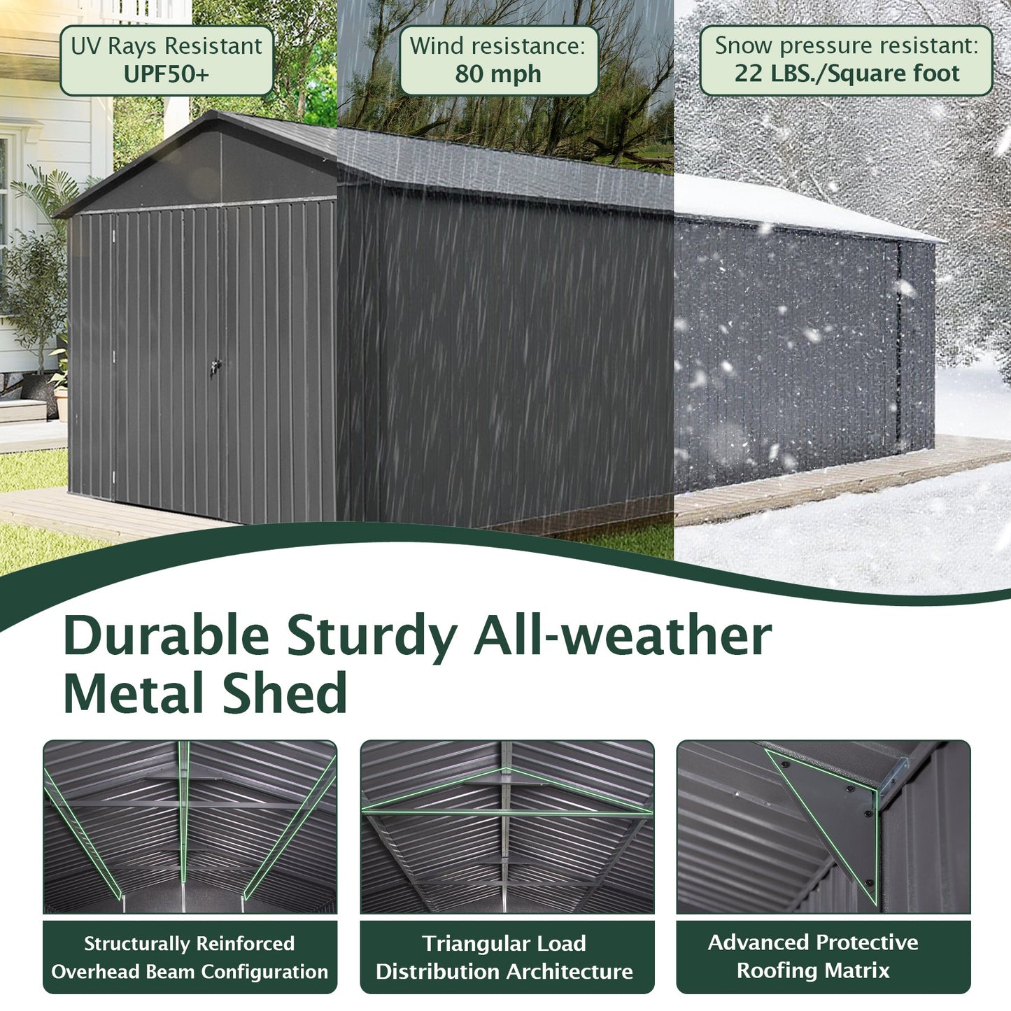 12x15FT Outdoor Metal Garage Shed