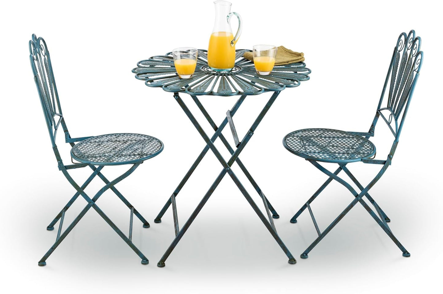 Bistro Set 3 Piece Light Blue Outdoor Patio Furniture