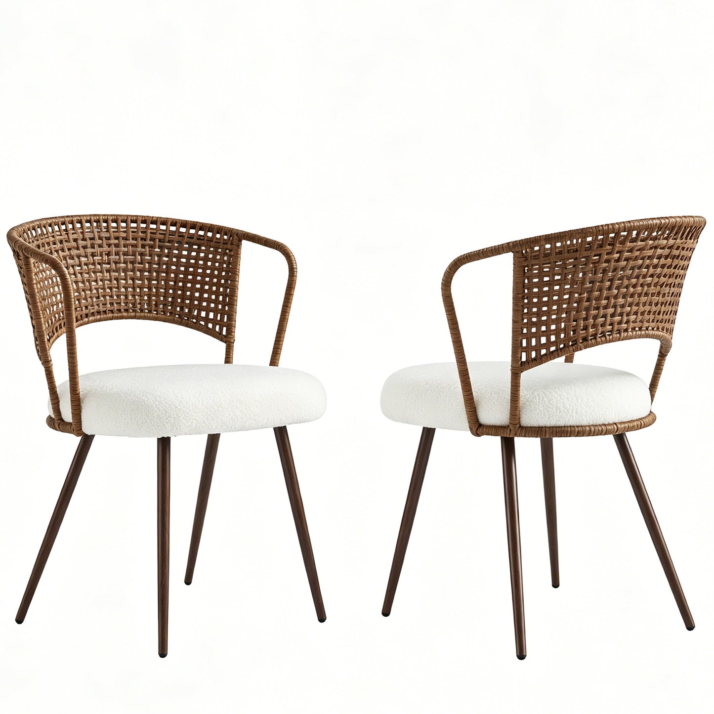 Wicker Dining Chairs - 2-Piece Set - Farmhouse Soft Cushioned