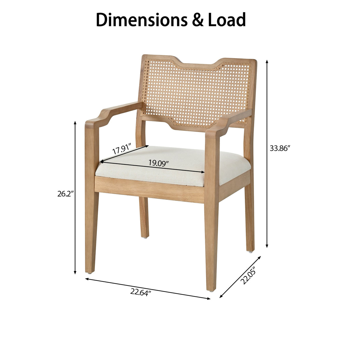 Farmhouse Dining Chairs Set of 2, Upholstered Kitchen Chairs