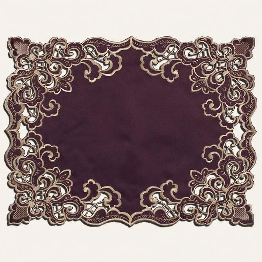 Plum Gold Placemats – Rustic Table Protection Mats 12x18 Inch | Granada Collection