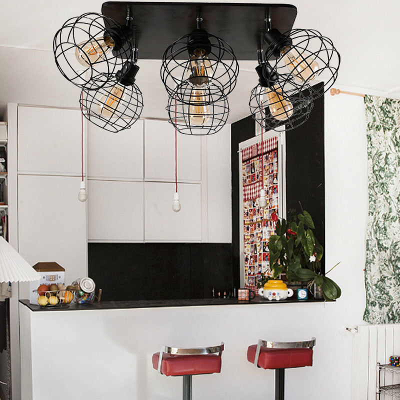 Embrace Industrial Charm and Ample Illumination: The Global Cage Semi-Flush Ceiling Light