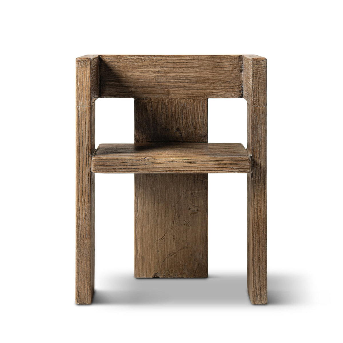Avenel Solid Reclaimed Elm Sculptural Block Accent Chair