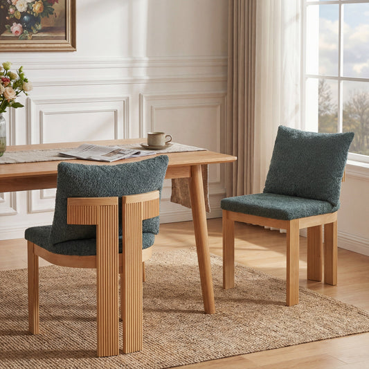 Indoor Boucle Dining Chair Set of 2