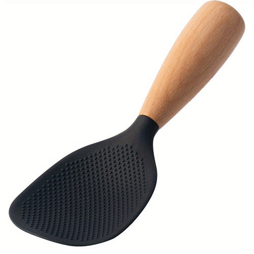 HeatResistant Silicone Spoon with Wooden Handle