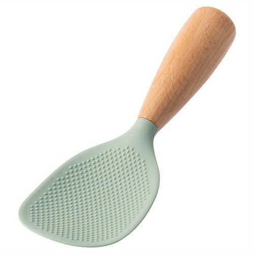 HeatResistant Silicone Spoon with Wooden Handle
