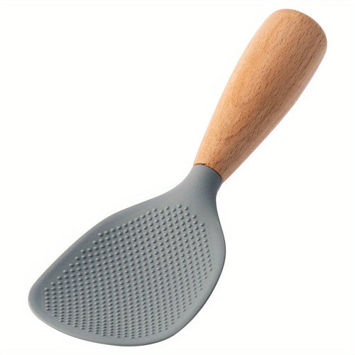 HeatResistant Silicone Spoon with Wooden Handle