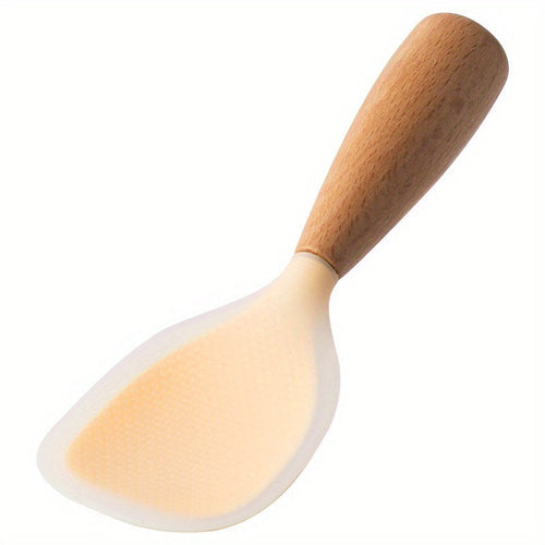 HeatResistant Silicone Spoon with Wooden Handle