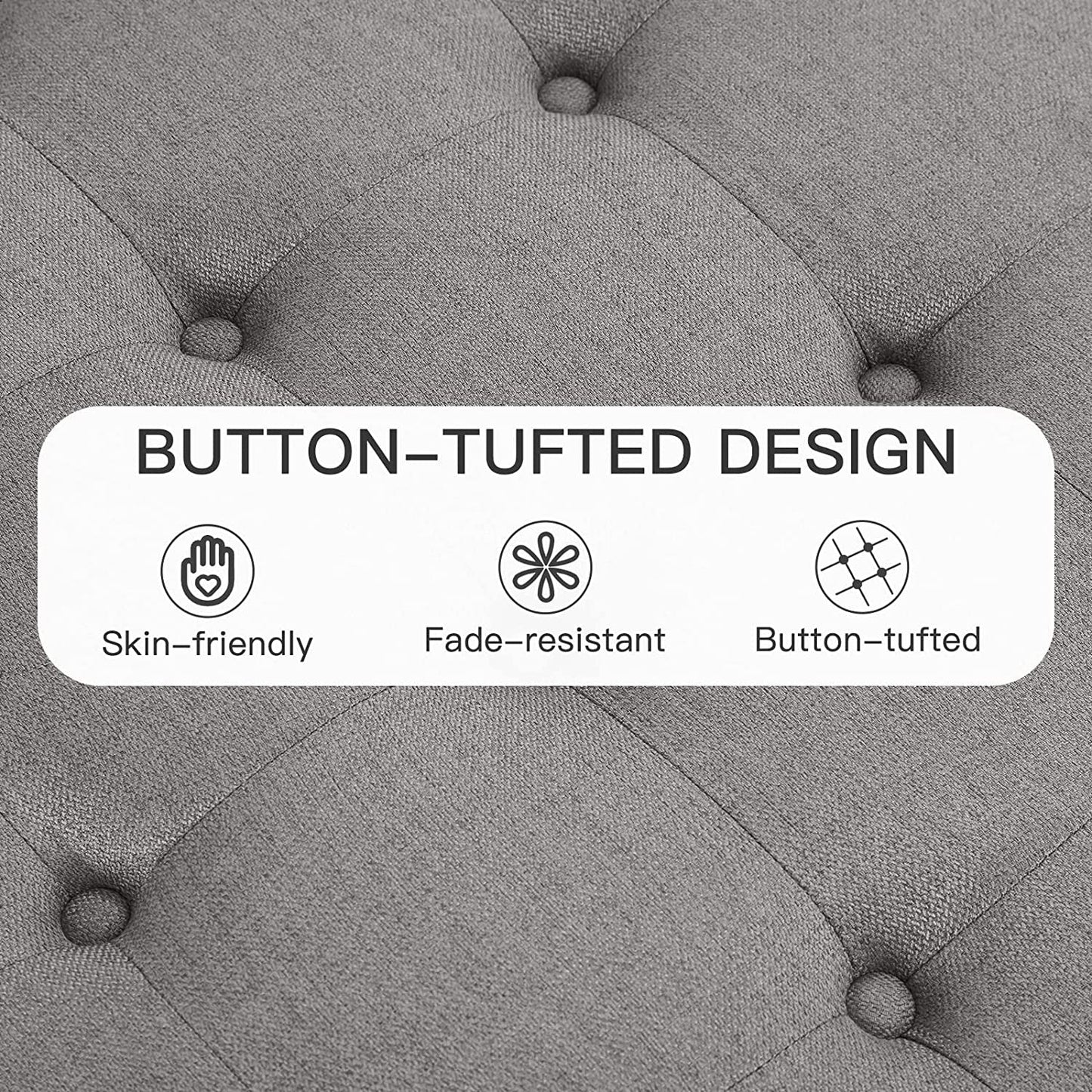 Grey Tufted Storage Ottoman With Tray Square Coffee Table