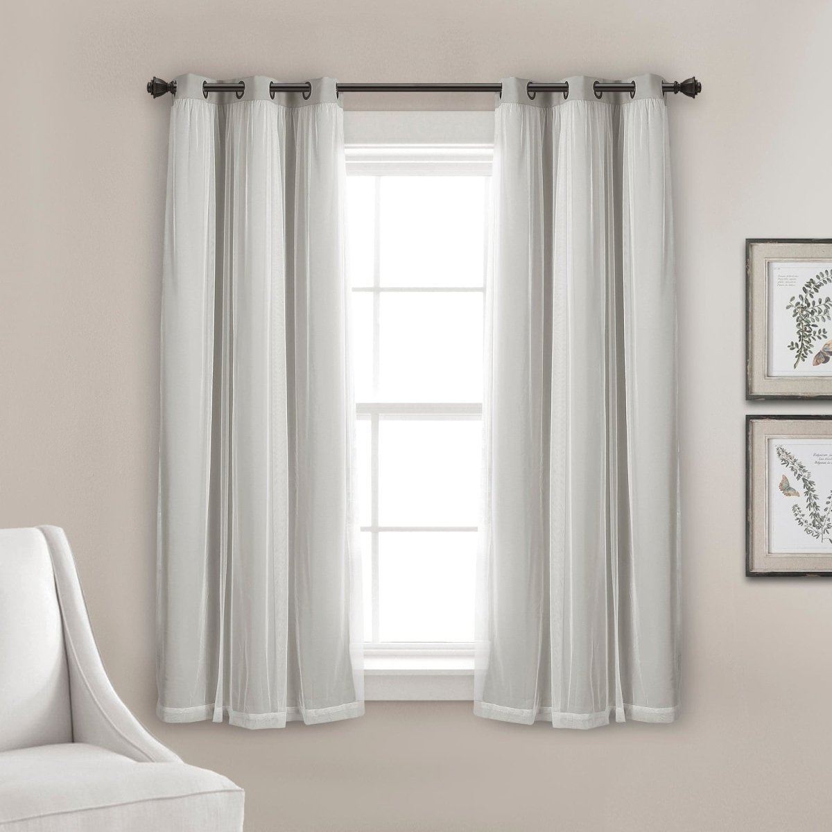 Grommet Sheer With Insulated Blackout Lining Curtain Panel Set