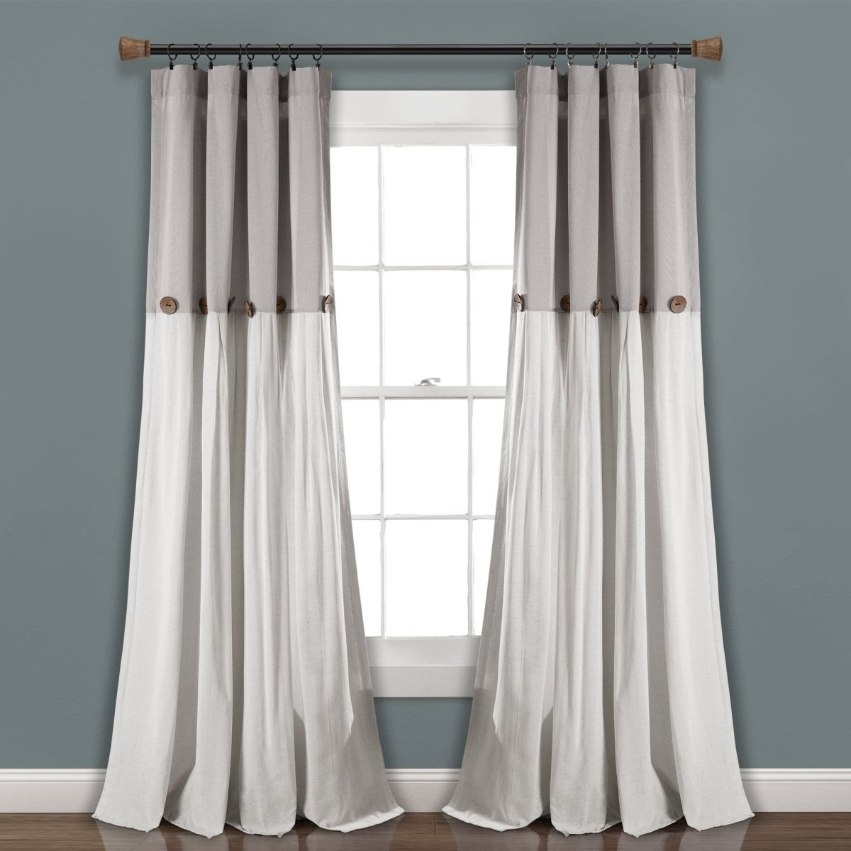 Linen Button Window Curtain (Single Panel)