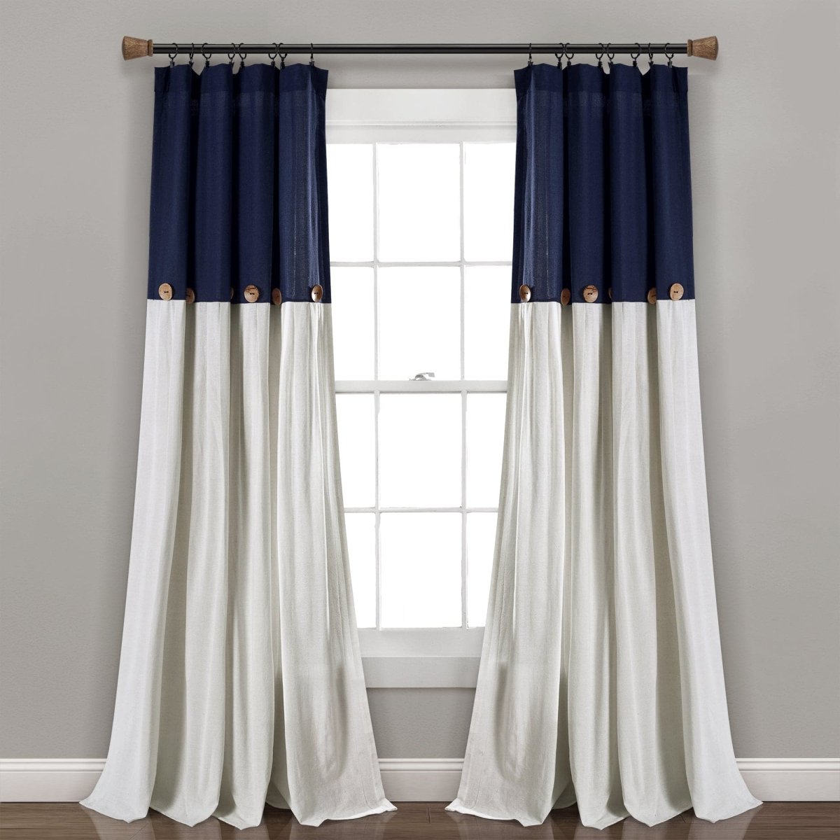 Linen Button Window Curtain (Single Panel)