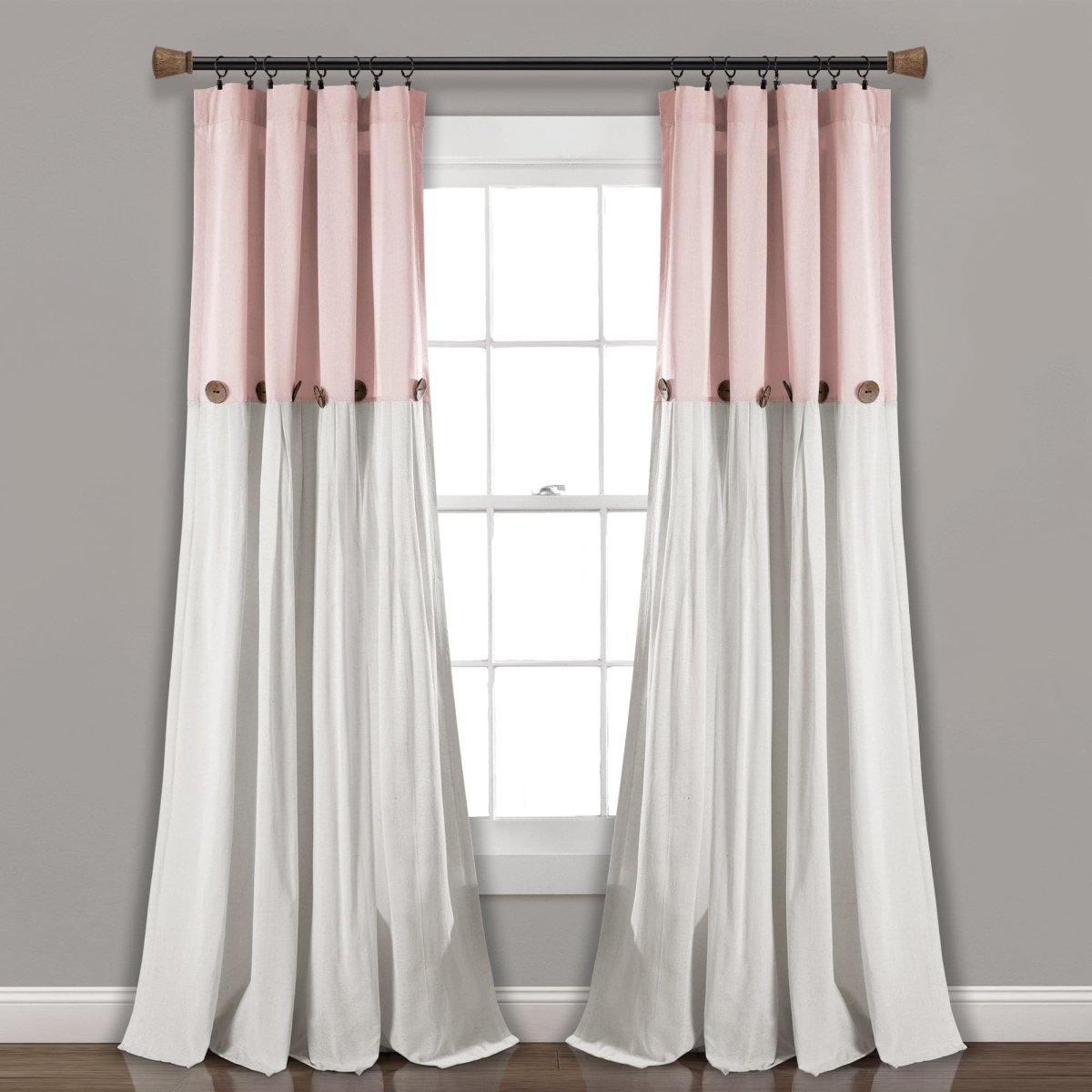 Linen Button Window Curtain (Single Panel)