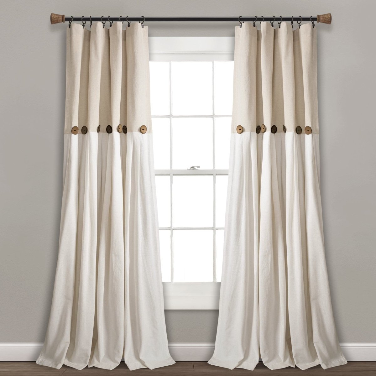 Linen Button Window Curtain (Single Panel)