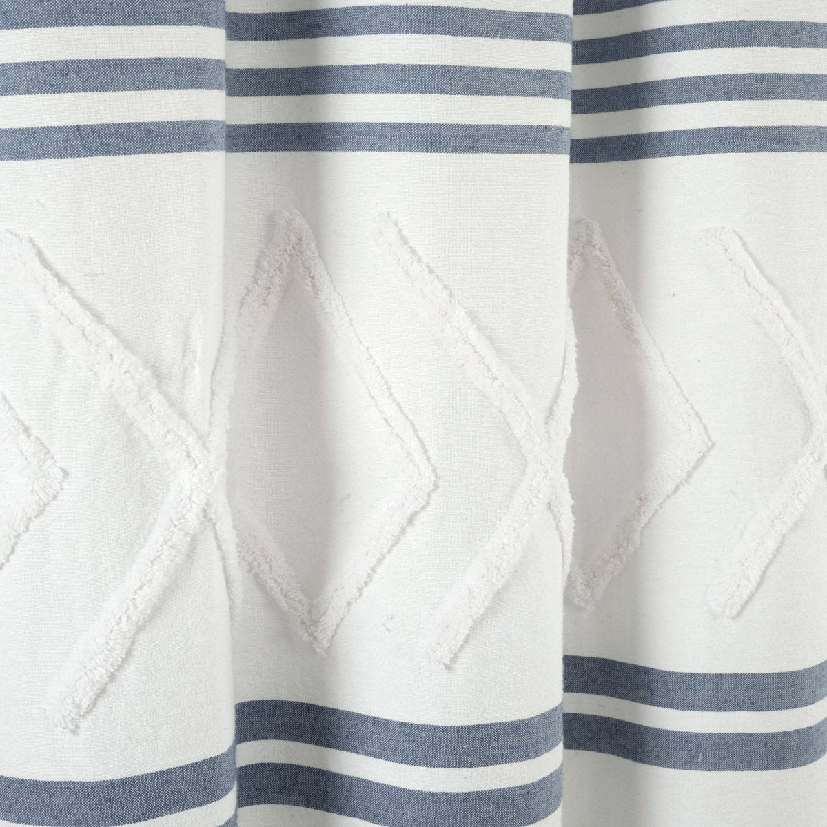 Urban Diamond Stripe Woven Tufted Recycled Cotton Blend Shower Curtain