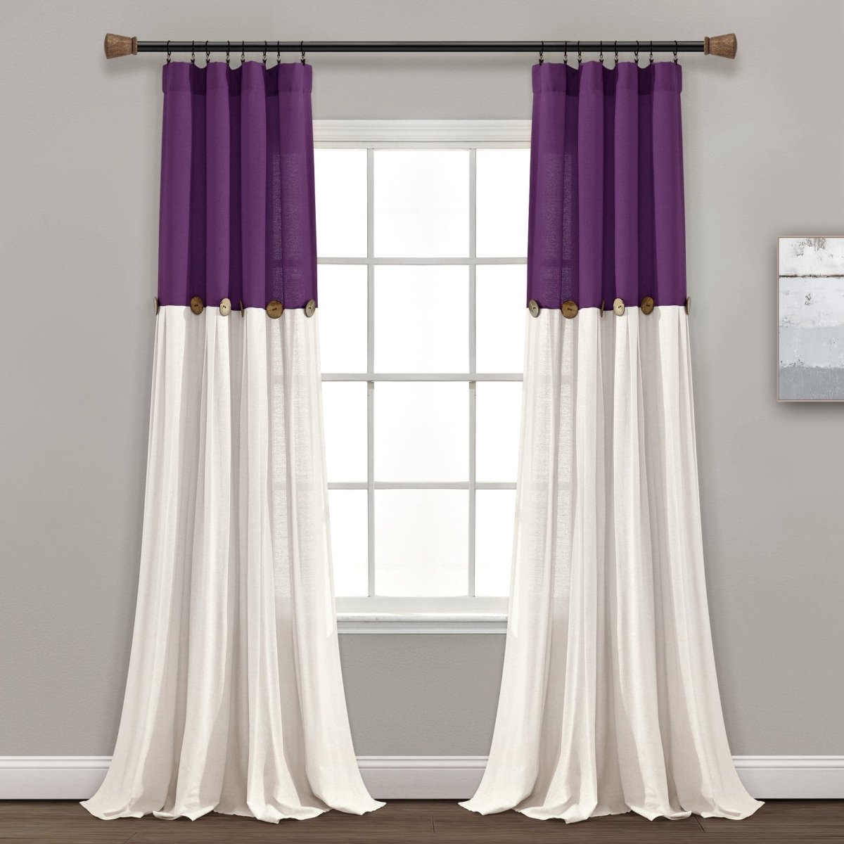 Linen Button Window Curtain (Single Panel)