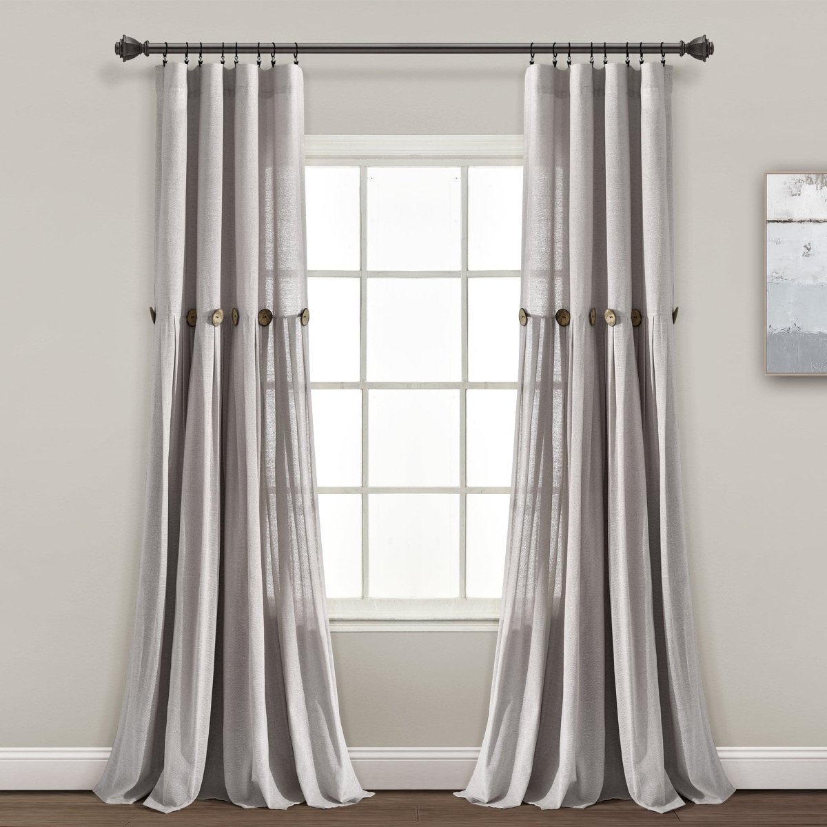 Linen Button Window Curtain (Single Panel)