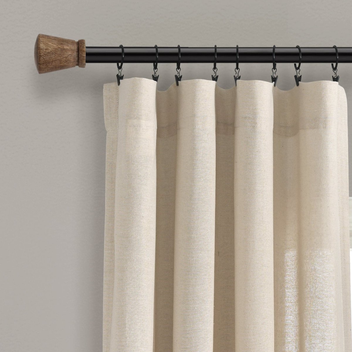 Linen Button Window Curtain (Single Panel)