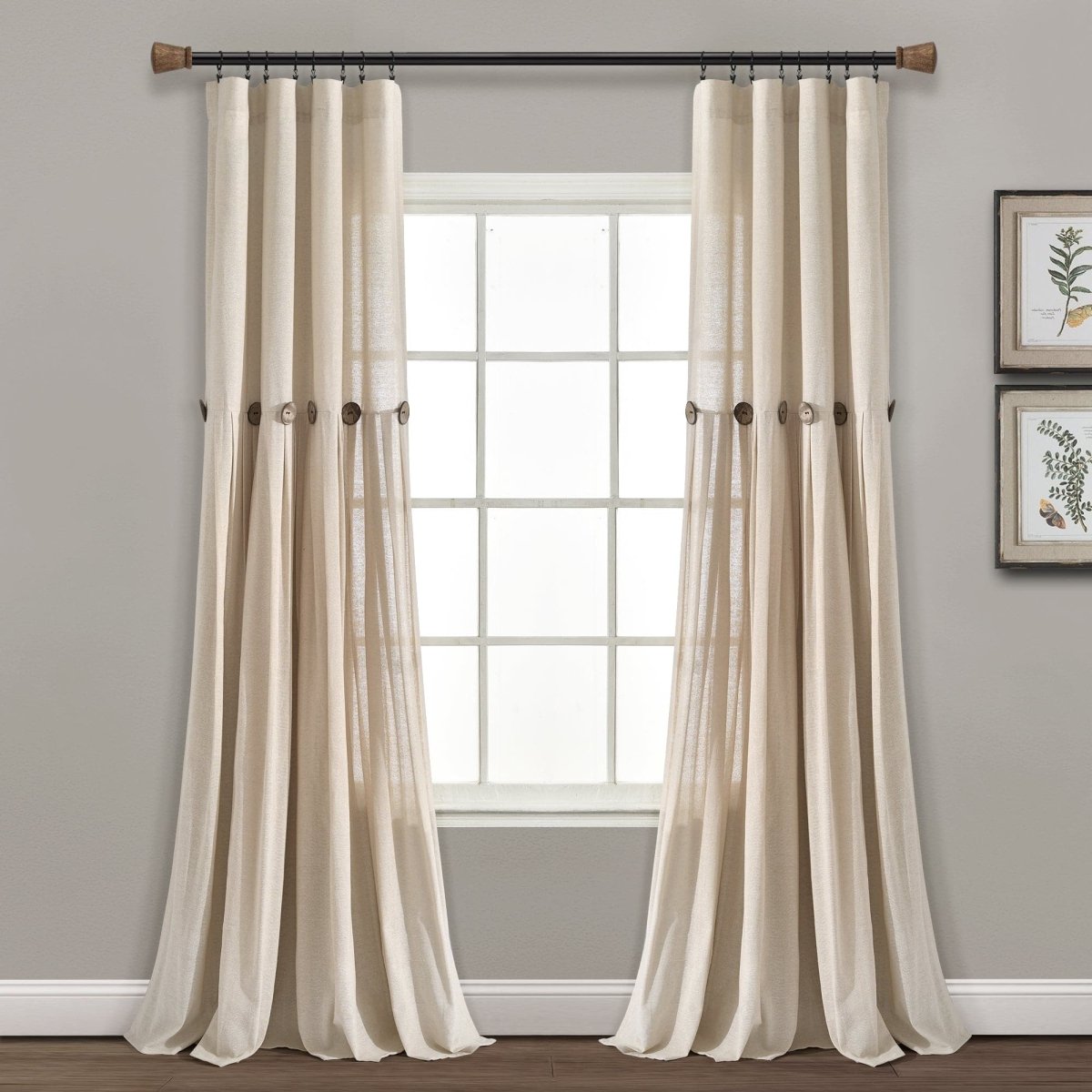 Linen Button Window Curtain (Single Panel)