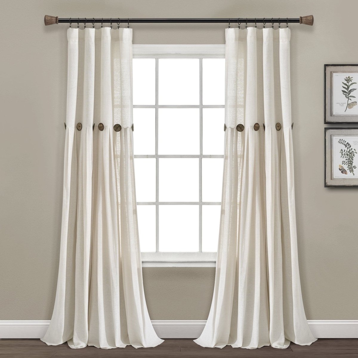 Linen Button Window Curtain (Single Panel)