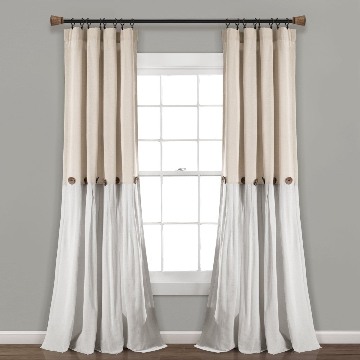 Linen Button Window Curtain (Single Panel)