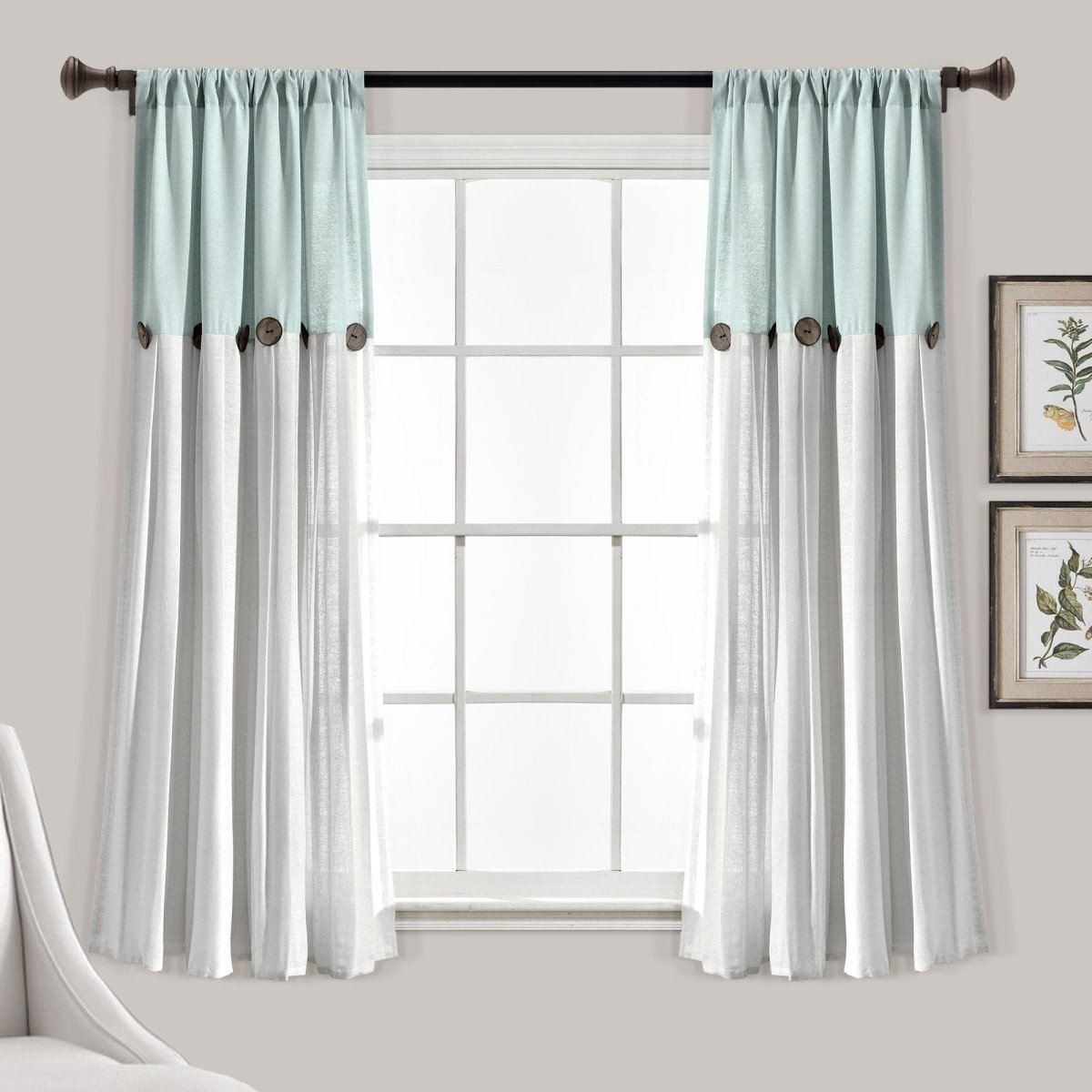 Linen Button Window Curtain (Single Panel)