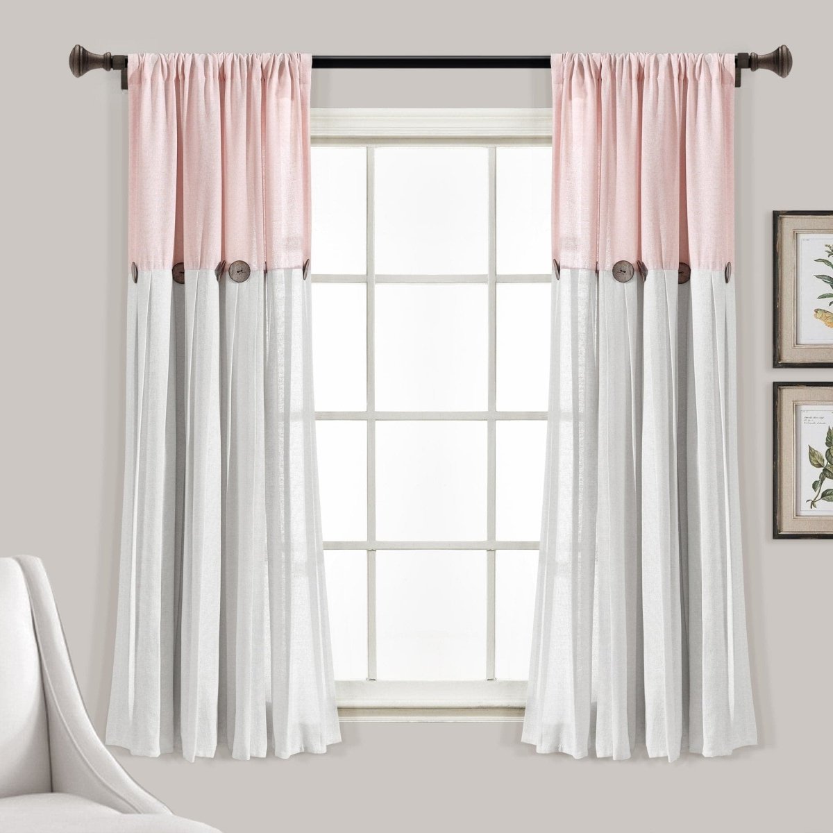 Linen Button Window Curtain (Single Panel)