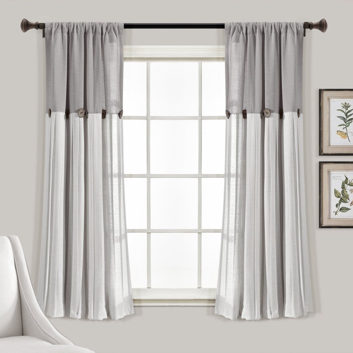 Linen Button Window Curtain (Single Panel)