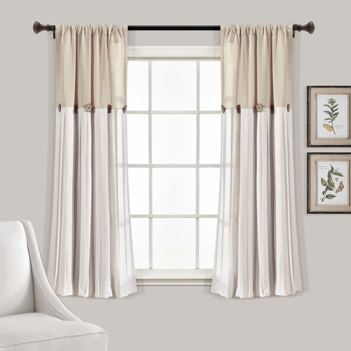 Linen Button Window Curtain (Single Panel)