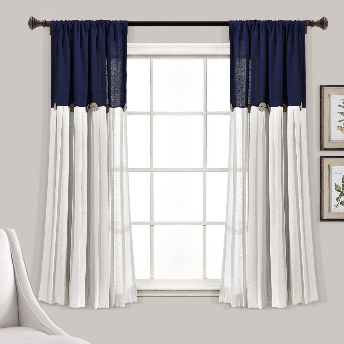 Linen Button Window Curtain (Single Panel)