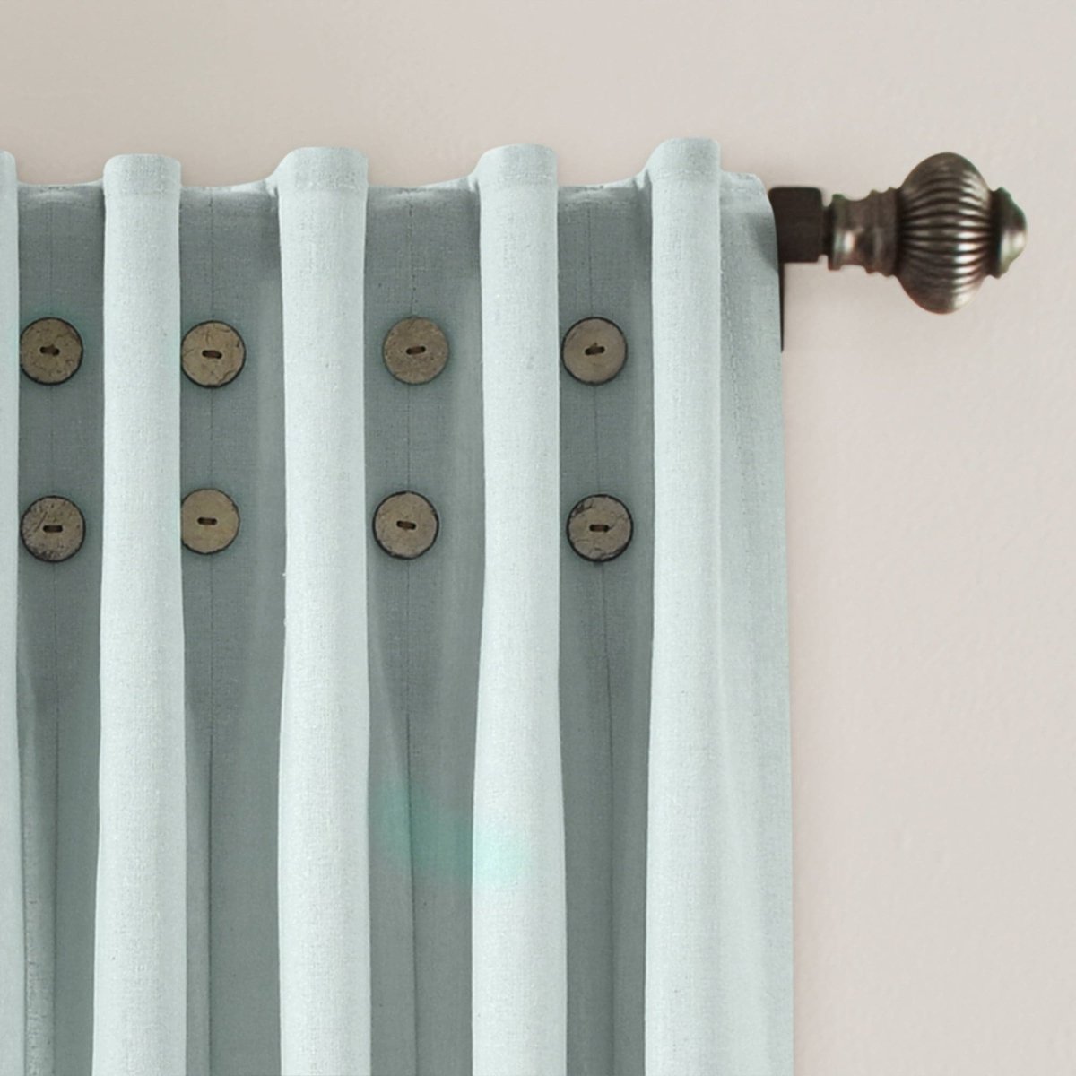 Linen Button Pinched Pleat Window Curtain (Single Panel)
