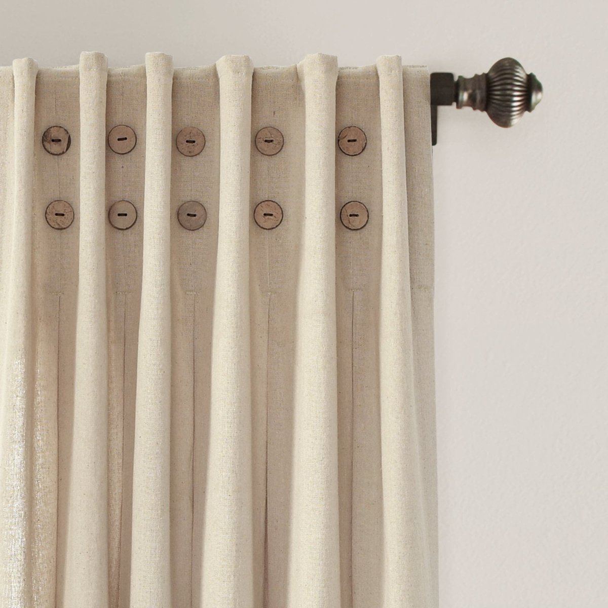Linen Button Pinched Pleat Window Curtain (Single Panel)