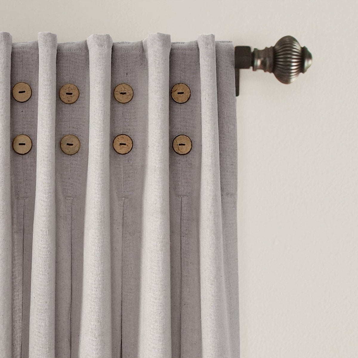 Linen Button Pinched Pleat Window Curtain (Single Panel)