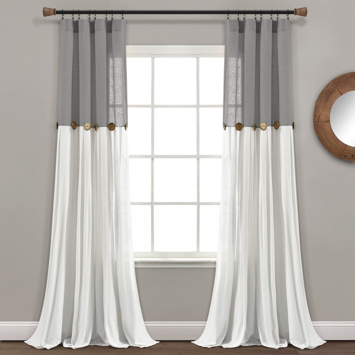 Linen Button Window Curtain (Single Panel)