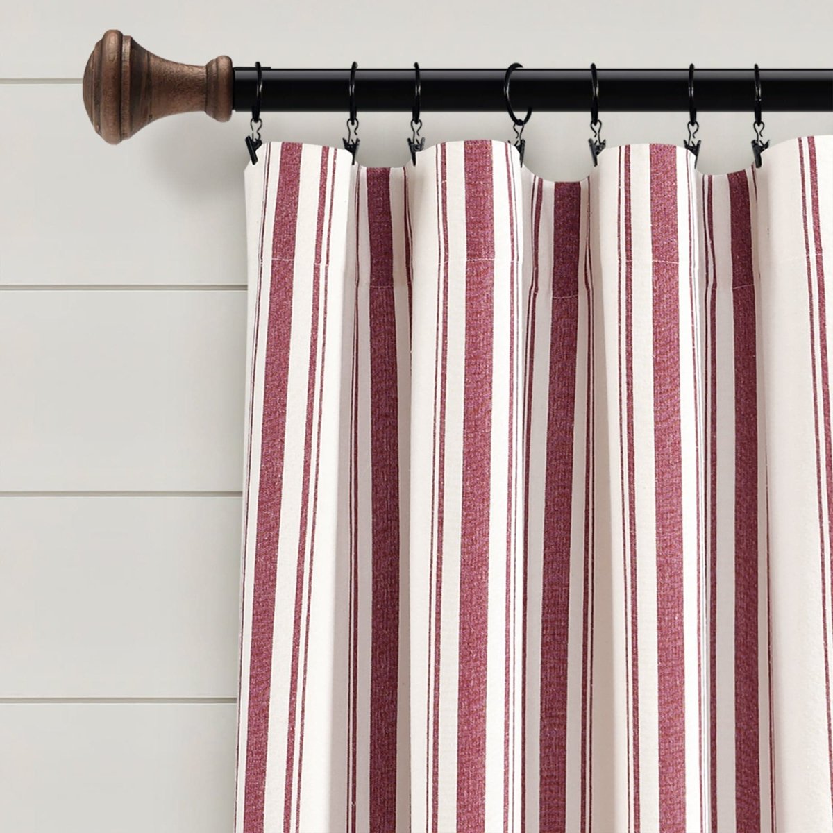 Farmhouse Stripe Yarn Dyed Recycled Cotton Blend Window Curtain Panel Set