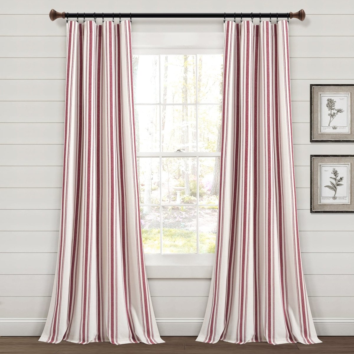 Farmhouse Stripe Yarn Dyed Recycled Cotton Blend Window Curtain Panel Set