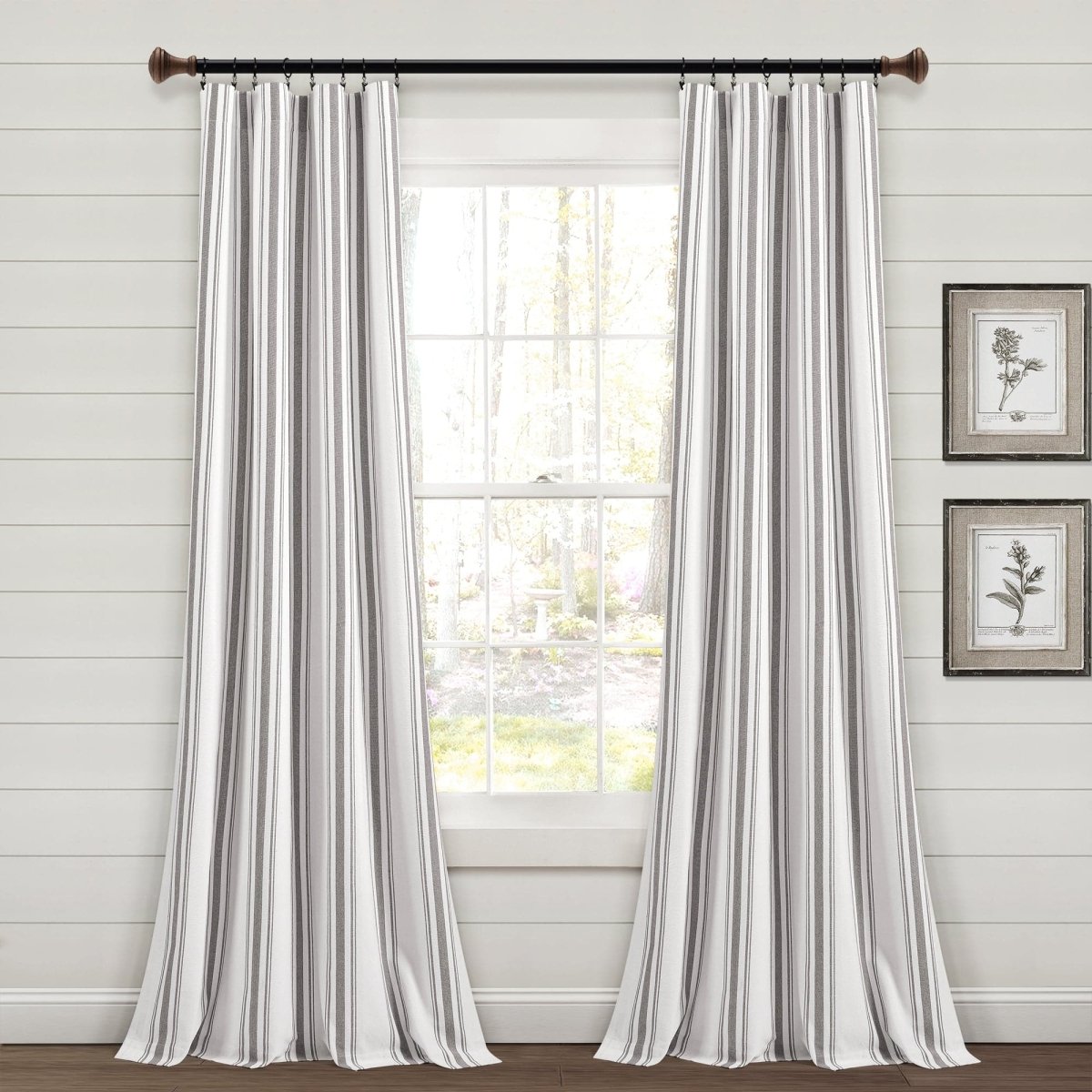 Farmhouse Stripe Yarn Dyed Recycled Cotton Blend Window Curtain Panel Set