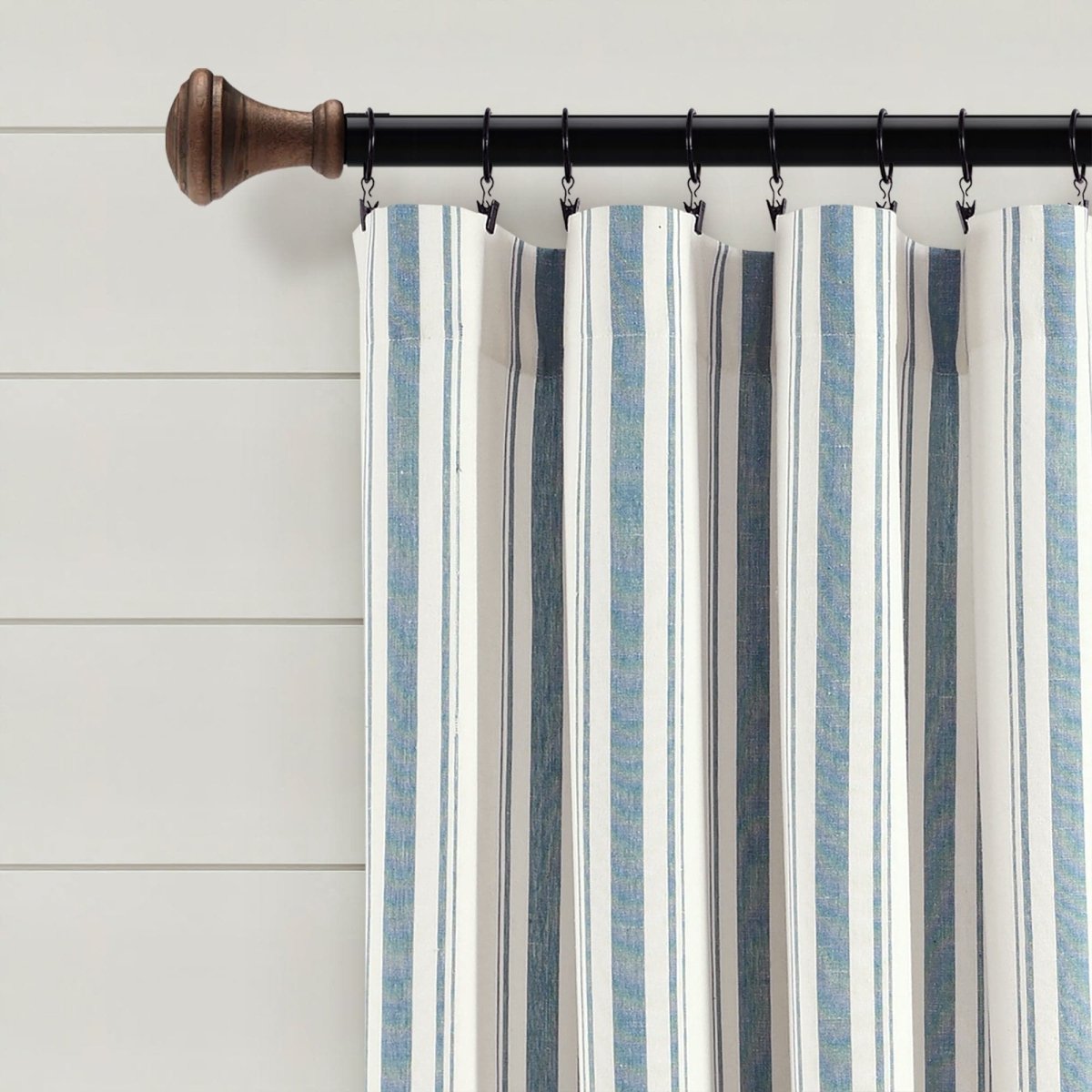 Farmhouse Stripe Yarn Dyed Recycled Cotton Blend Window Curtain Panel Set