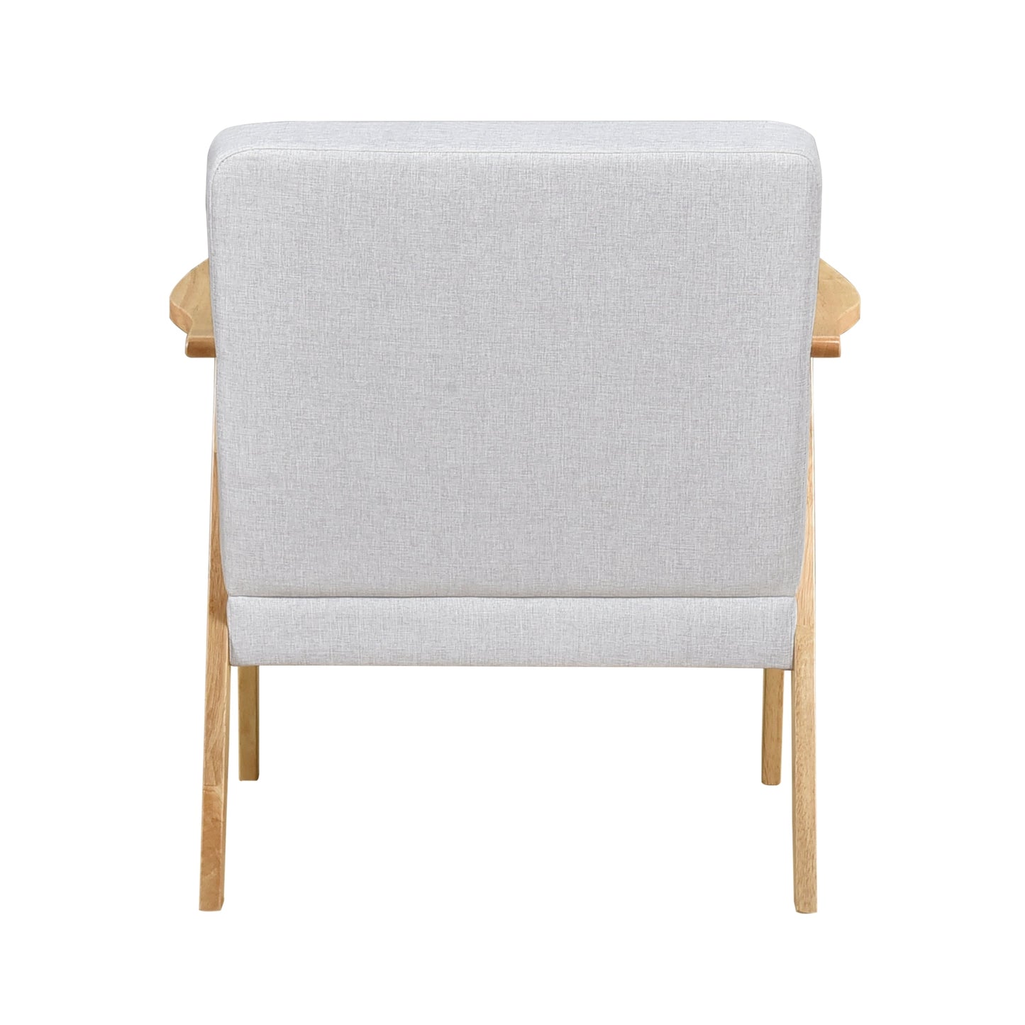 Modern Home Furniture Gray Fabric Upholstery 1pc Accent Chair Solid Rubberwood Natural Finish Contemporary Cushion Seat