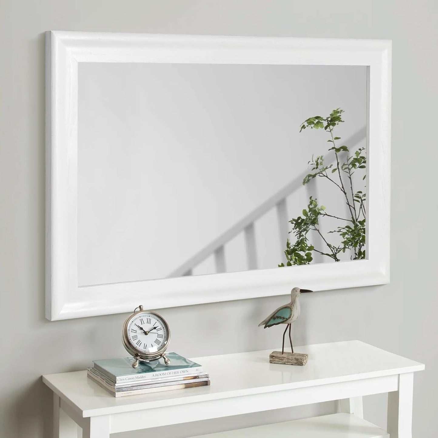 White Wood Wall Mirror 30 X 40 Inch Rectangle Rustic Vanity Mirror