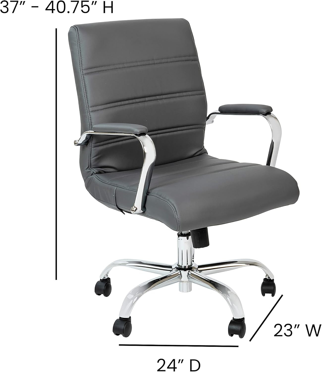 Gray LeatherSoft Office Chair With Swivel Adjustable Height