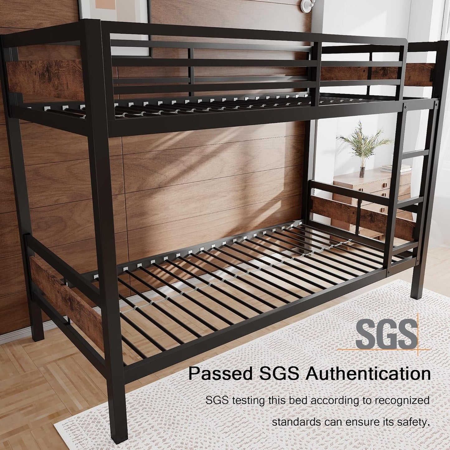 Rustic Brown Twin Over Twin Bunk Bed With Under Bed Storage