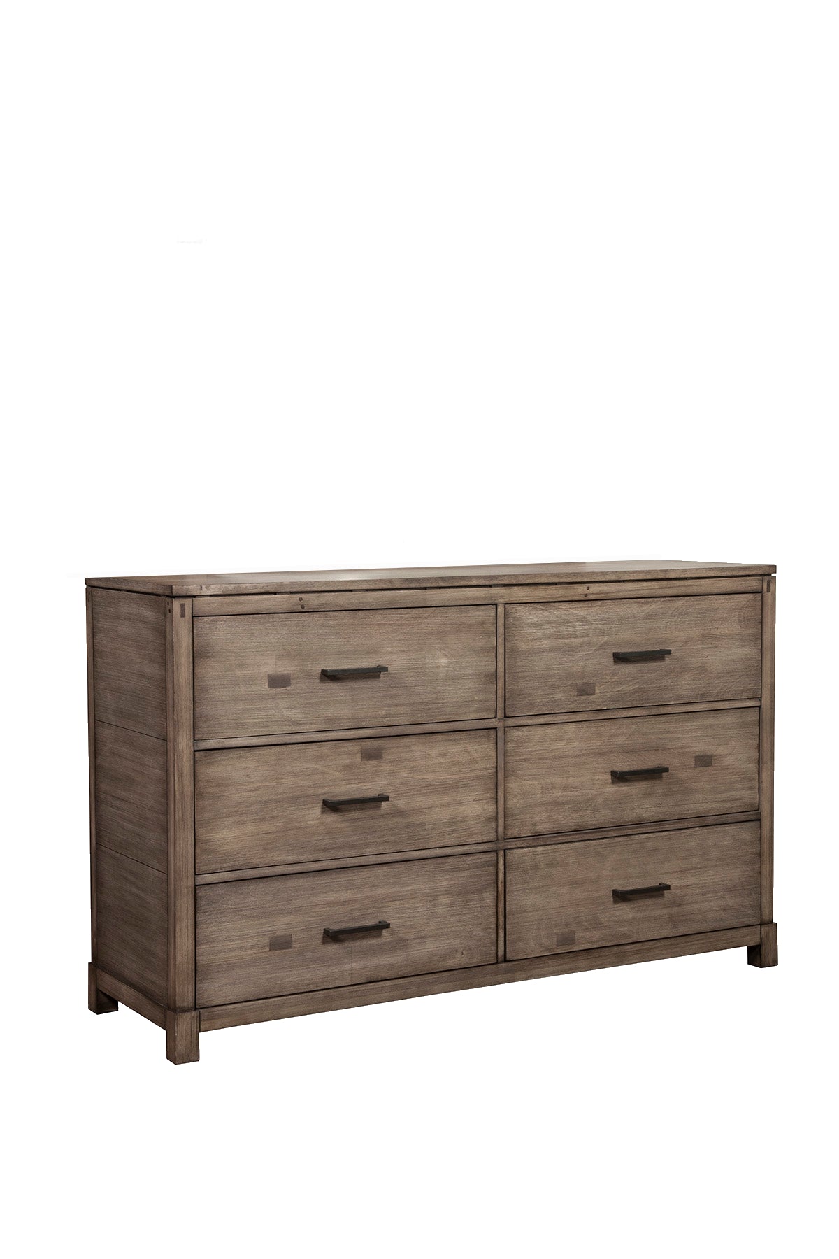 Sydney Dresser in Weathered Grey finish with six drawers for elegant storage solutions.