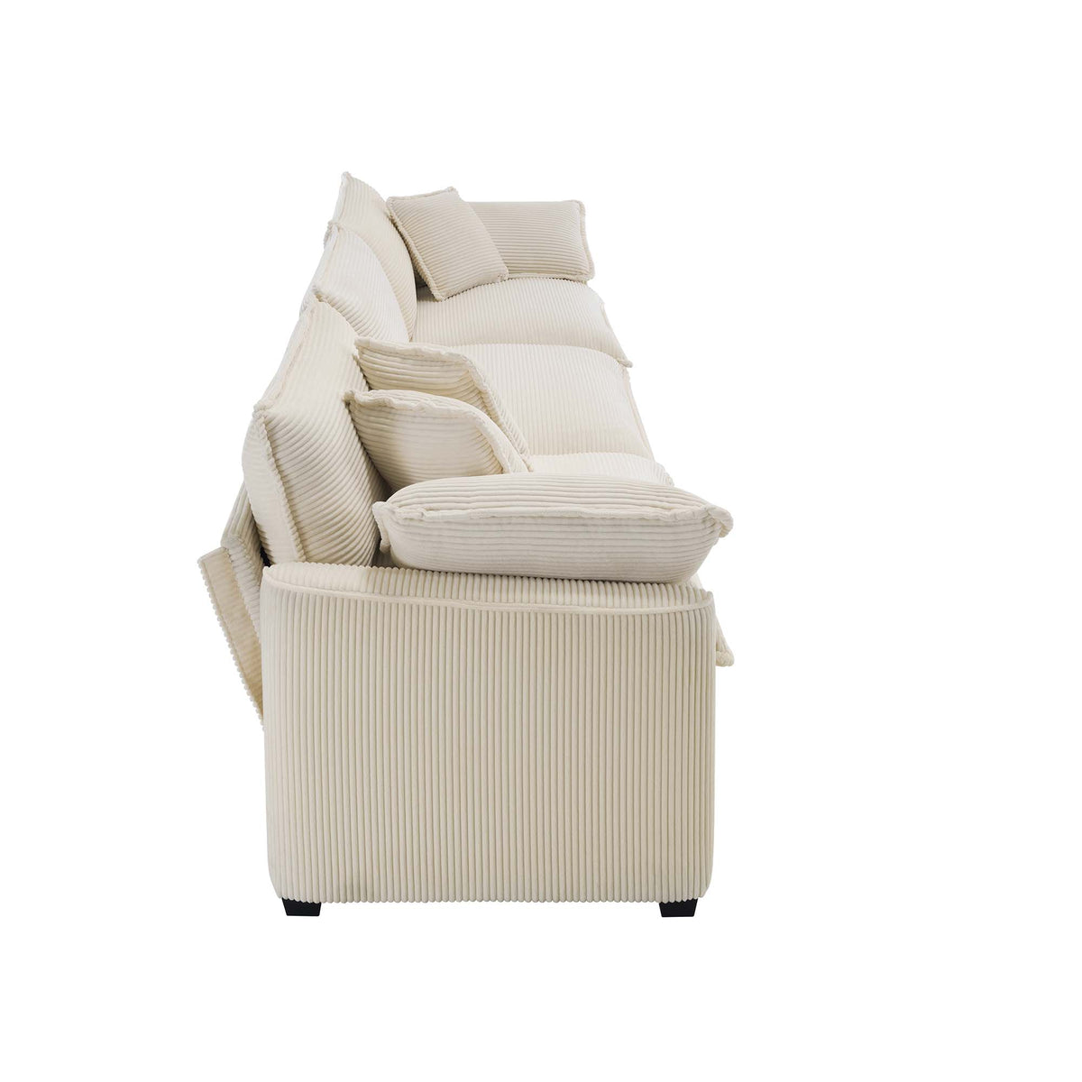 Mid-Century Modern 3-Seater Sectional Sofa with Pillows