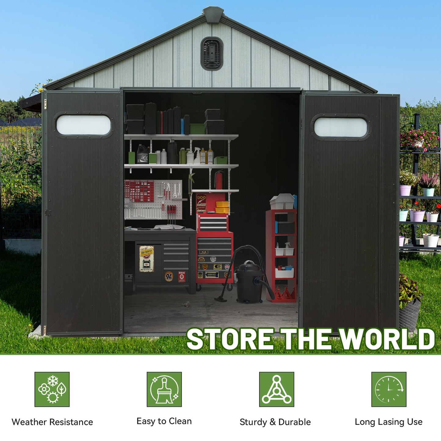 8X10FT Outdoor Resin Storage Shed