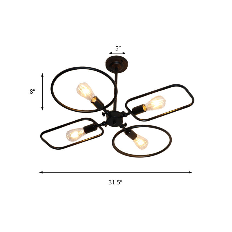 Zoey Modern Illumination: 4-Light Black Ceiling Lamp